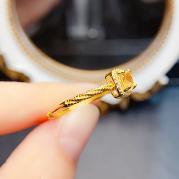 Természetes citrin gyűrű, S925 ezüst, fő kő beépített, kézzel készített