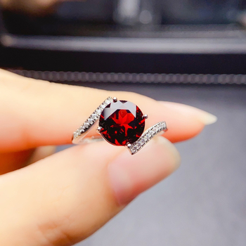 Prirodni granatni prsten od srebra Sterling, ručno ugradeni kamen, Caibao serija