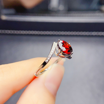 Prirodni granatni prsten od srebra Sterling, ručno ugradeni kamen, Caibao serija