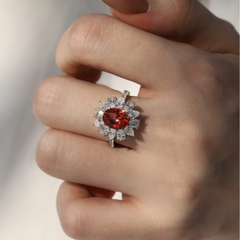 Inel cu piatră prețioasă, motiv lotus, safir de 3 carate, încrustat cu argint sterling