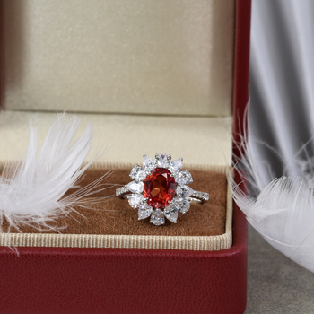 Inel cu piatră prețioasă, motiv lotus, safir de 3 carate, încrustat cu argint sterling