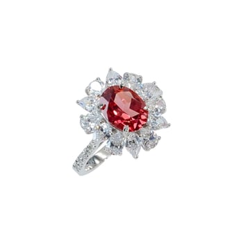 Inel cu piatră prețioasă, motiv lotus, safir de 3 carate, încrustat cu argint sterling