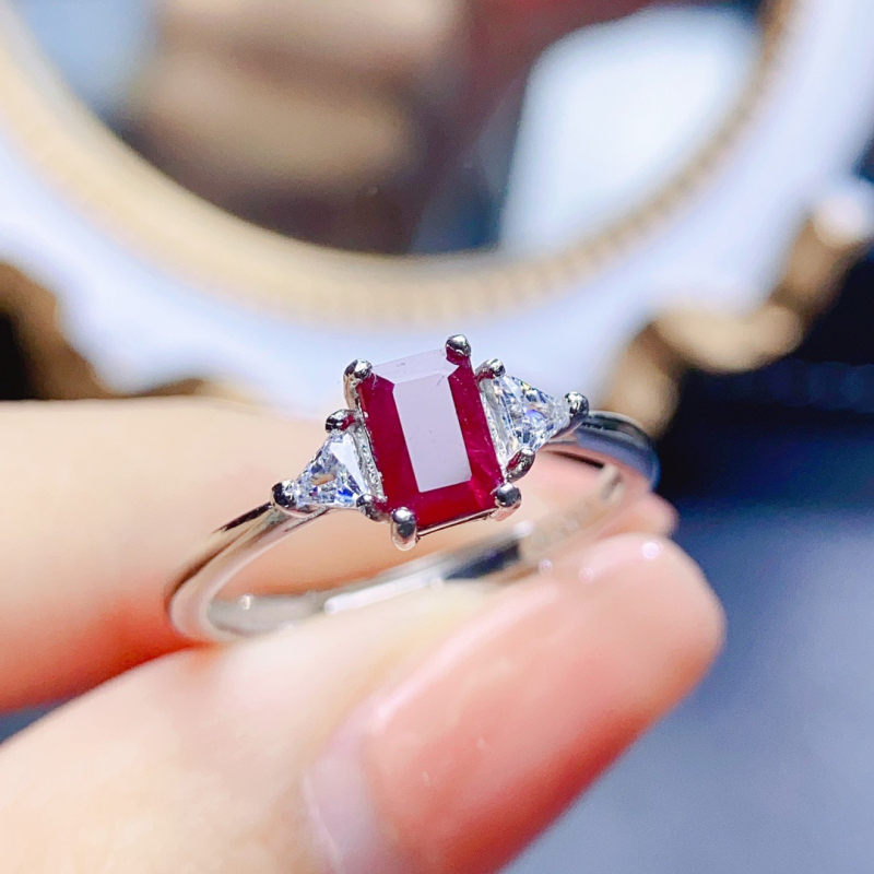 Δαχτυλίδι από ασήμι S925 με Old Burned Ruby, χειροποίητη κατασκευή, σειρά Caibao