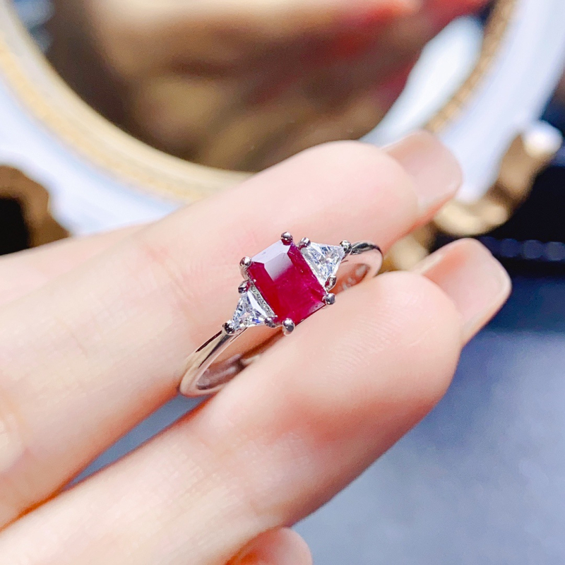 Δαχτυλίδι από ασήμι S925 με Old Burned Ruby, χειροποίητη κατασκευή, σειρά Caibao