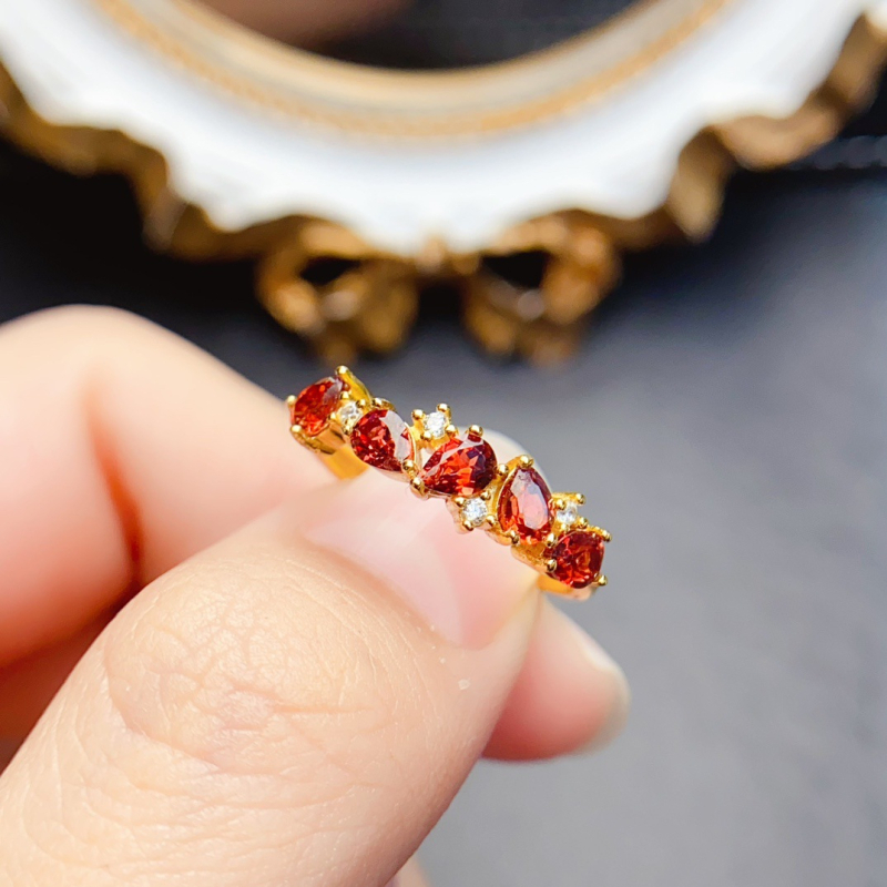 Δαχτυλίδι γρανάτης φυσικού σε ασήμι 925, χειροποίητο, γυναικείο κοσμημα με ένθετο λίθο