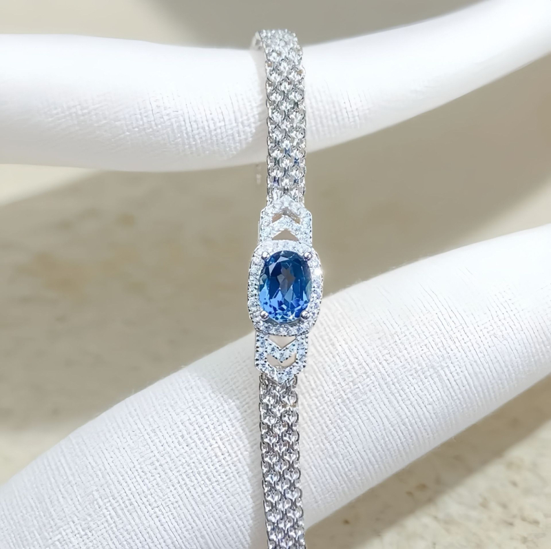 Βραχιόλι από φυσικό τοπάζ με ασήμι S925, χειροποίητο, με ενθέτους λίθους, γυναικείο κόσμημα