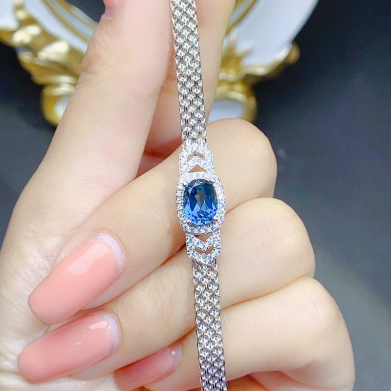 Βραχιόλι από φυσικό τοπάζ με ασήμι S925, χειροποίητο, με ενθέτους λίθους, γυναικείο κόσμημα