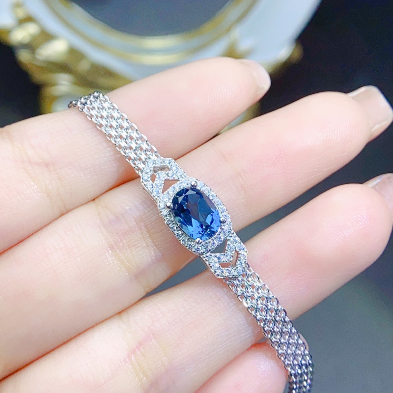 Βραχιόλι από φυσικό τοπάζ με ασήμι S925, χειροποίητο, με ενθέτους λίθους, γυναικείο κόσμημα