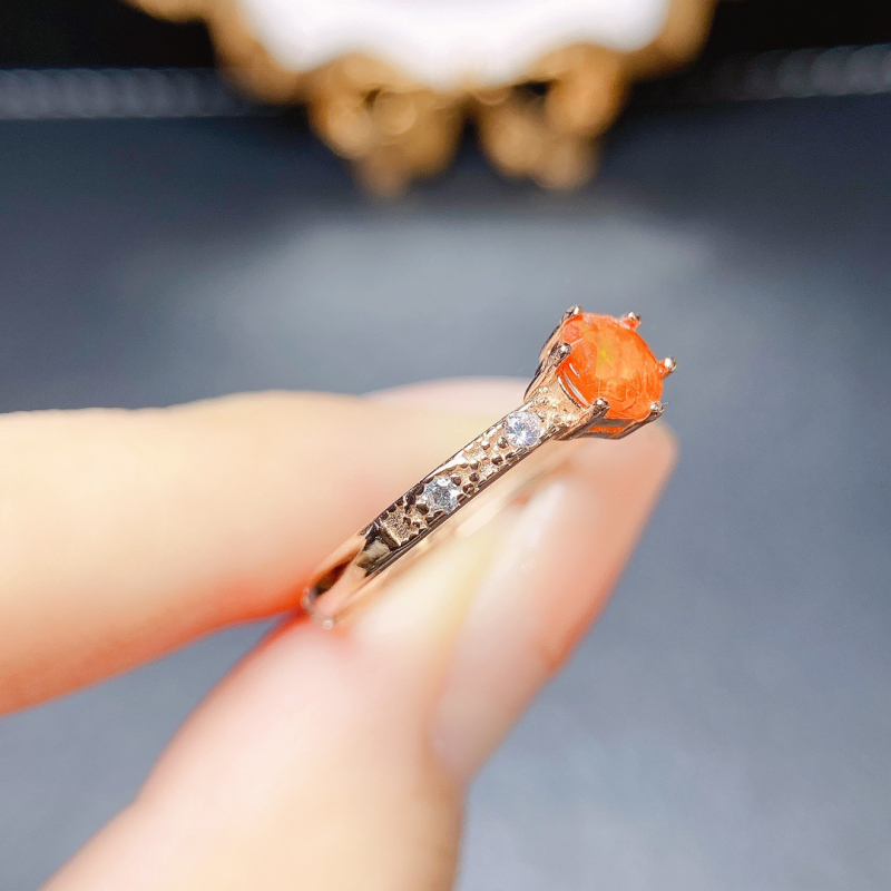 Δαχτυλίδι με φυσικό φλεγόμενο όπαλ σε ασήμι S925, χειροποίητο, εντοιχισμένος κεντρικός λίθος, σειρά Caibao