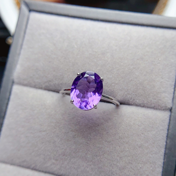 Δαχτυλίδι με αμέθυστο, ασήμι Sterling S925, χειροποίητο με ενθετό λίθο, γυναικείο μόδας, σειρά Caibao
