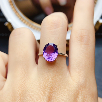 Δαχτυλίδι με αμέθυστο, ασήμι Sterling S925, χειροποίητο με ενθετό λίθο, γυναικείο μόδας, σειρά Caibao