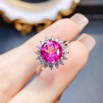 Δαχτυλίδι Topaz σε μορφή σκόνης με ενσωματωμένο ασήμι 925, χειροποίητο, σειρά Caibao