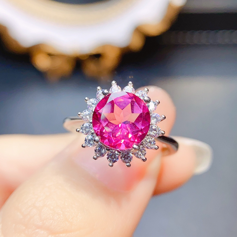 Δαχτυλίδι Topaz σε μορφή σκόνης με ενσωματωμένο ασήμι 925, χειροποίητο, σειρά Caibao