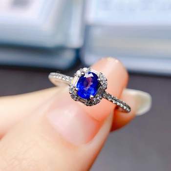 Δαχτυλίδι από φυσικό ζαφείρι, επένδυση από S925 ασήμι, σειρά Caibao, χειροποίητο, προσαρμοστικό