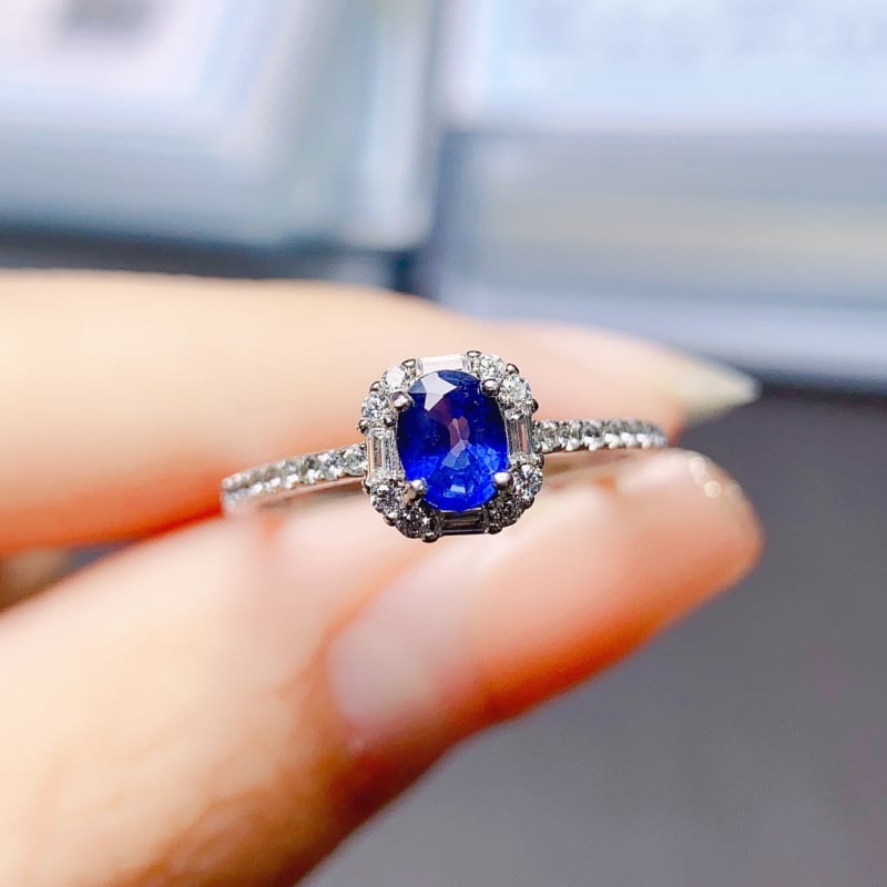 Δαχτυλίδι από φυσικό ζαφείρι, επένδυση από S925 ασήμι, σειρά Caibao, χειροποίητο, προσαρμοστικό