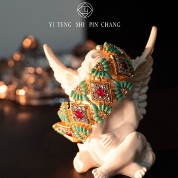 Brățară pentru femei în stil etnic vintage, din aliaj de cupru, cu zircon încrustat