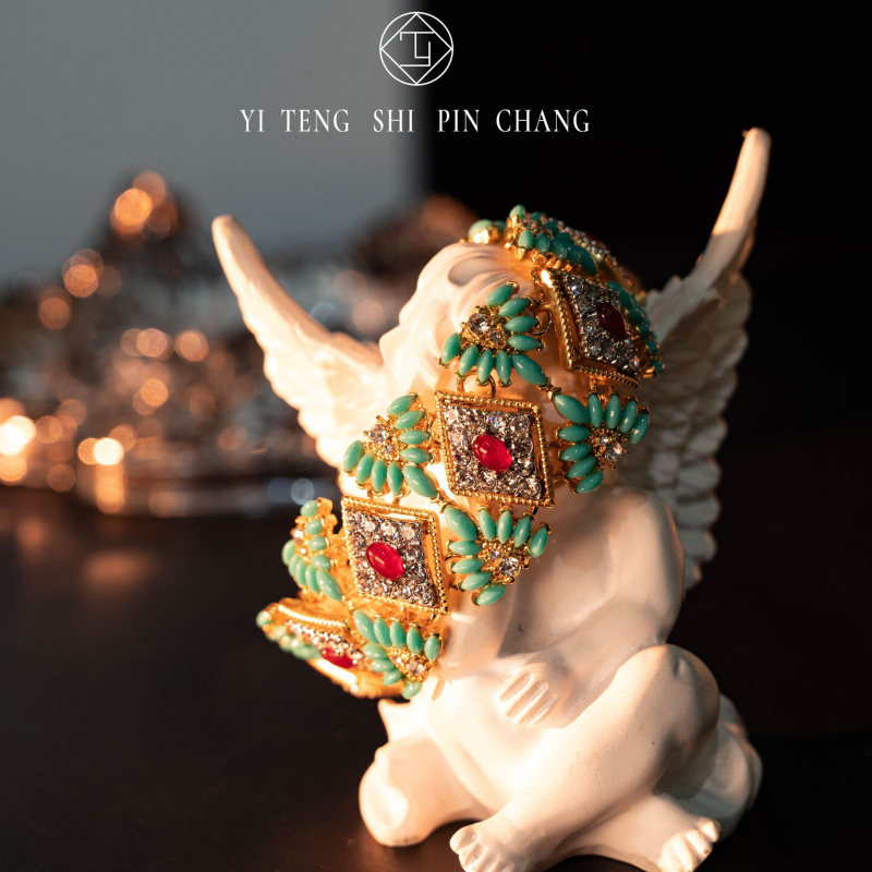 Brățară pentru femei în stil etnic vintage, din aliaj de cupru, cu zircon încrustat