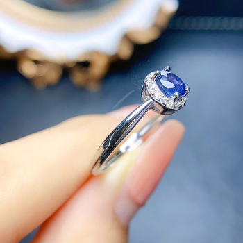 Φυσικό δαχτυλίδι ζαφείρι σε ασήμι S925, κεντρικός λίθος ενθετος, χειροποίητο, σειρά Caibao