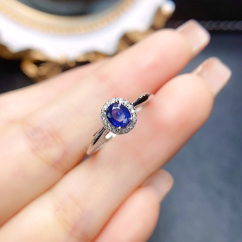 Φυσικό δαχτυλίδι ζαφείρι σε ασήμι S925, κεντρικός λίθος ενθετος, χειροποίητο, σειρά Caibao