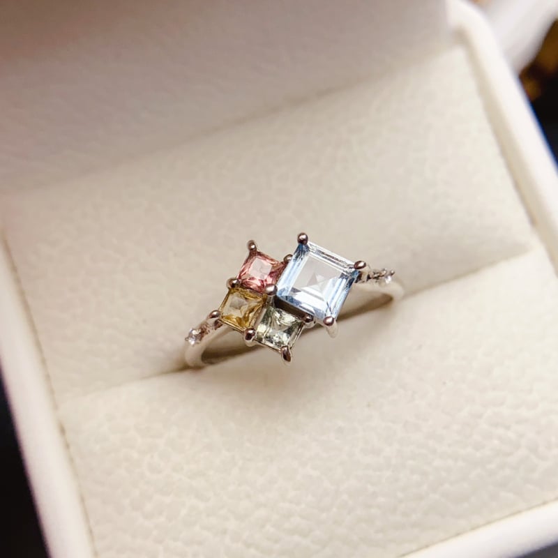 Δαχτυλίδι με φυσικό τοπάζ, ασήμι 925 με ενθετους λίθους, χειροποίητο, σειρά Caibao