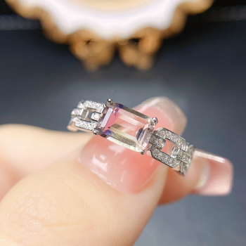 Δαχτυλίδι από φυσικό αμέθυστο με S925 ασήμι, εντοιχισμένος κεντρικός λίθος, χειροποίητο, σειρά Caibao