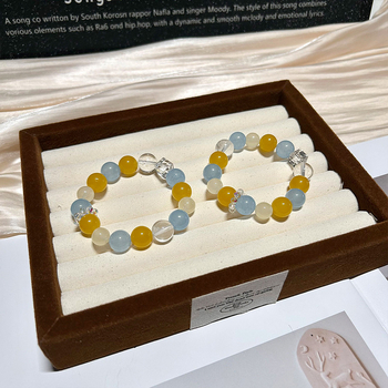 Brățară din calcedon, cristal natural, mărgele lucrate manual, pentru femei, forme geometrice