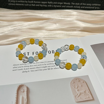 Brățară din calcedon, cristal natural, mărgele lucrate manual, pentru femei, forme geometrice