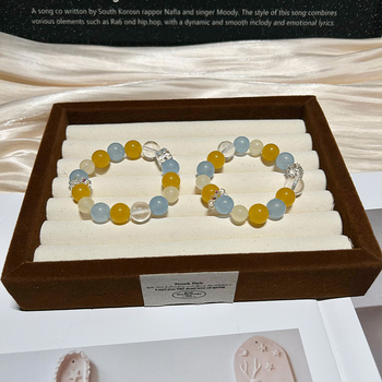 Brățară din calcedon, cristal natural, mărgele lucrate manual, pentru femei, forme geometrice