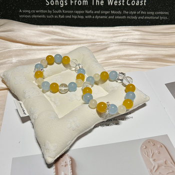 Brățară din calcedon, cristal natural, mărgele lucrate manual, pentru femei, forme geometrice