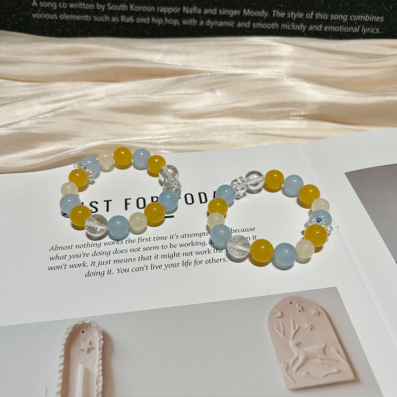 Brățară din calcedon, cristal natural, mărgele lucrate manual, pentru femei, forme geometrice