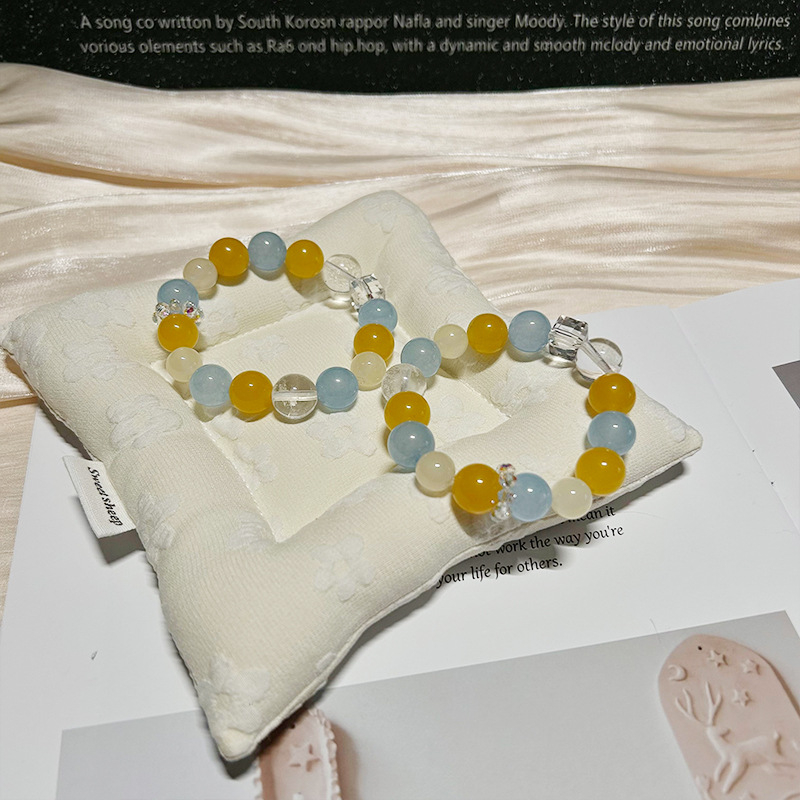 Brățară din calcedon, cristal natural, mărgele lucrate manual, pentru femei, forme geometrice