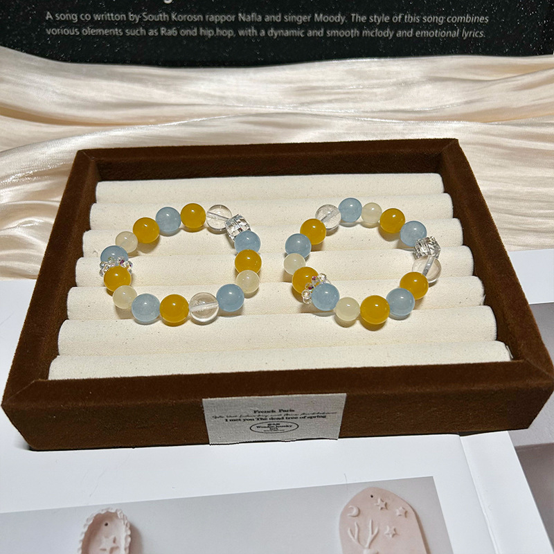 Brățară din calcedon, cristal natural, mărgele lucrate manual, pentru femei, forme geometrice