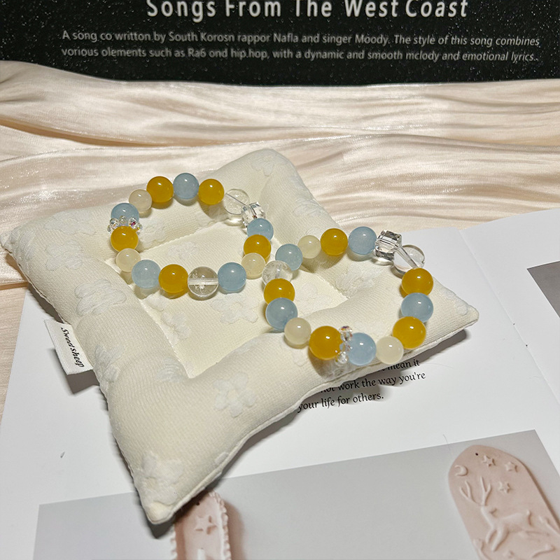 Brățară din calcedon, cristal natural, mărgele lucrate manual, pentru femei, forme geometrice