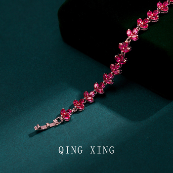 Brățară din aliaj de cupru cu pietre de corind încrustate, setate, pentru femei, design premium, brand Qingxing