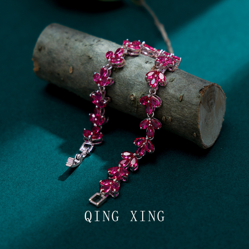 Brățară din aliaj de cupru cu pietre de corind încrustate, setate, pentru femei, design premium, brand Qingxing