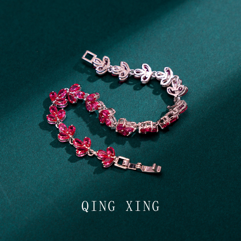 Brățară din aliaj de cupru cu pietre de corind încrustate, setate, pentru femei, design premium, brand Qingxing