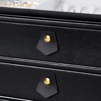 Cutie bijuterii sp01321 — din piele, dură, cu trei niveluri și capac rabatabil