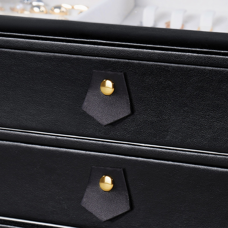 Cutie bijuterii sp01321 — din piele, dură, cu trei niveluri și capac rabatabil