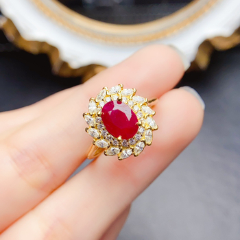 Δαχτυλίδι από ασήμι S925 με κύριο λίθο Old Roasted Ruby, χειροποίητο, σειρά Caibao