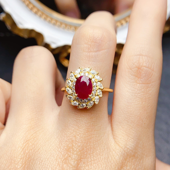 Δαχτυλίδι από ασήμι S925 με κύριο λίθο Old Roasted Ruby, χειροποίητο, σειρά Caibao