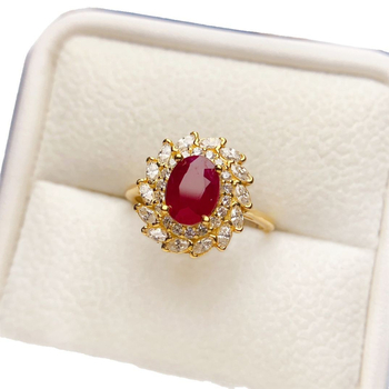 Δαχτυλίδι από ασήμι S925 με κύριο λίθο Old Roasted Ruby, χειροποίητο, σειρά Caibao