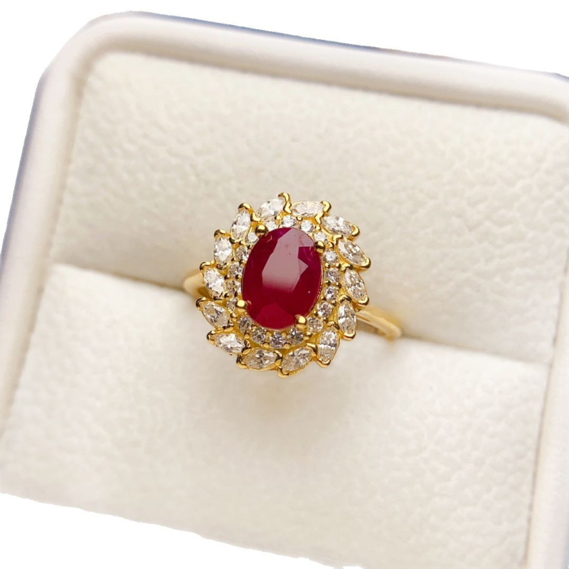 Δαχτυλίδι από ασήμι S925 με κύριο λίθο Old Roasted Ruby, χειροποίητο, σειρά Caibao