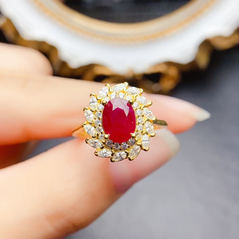 Δαχτυλίδι από ασήμι S925 με κύριο λίθο Old Roasted Ruby, χειροποίητο, σειρά Caibao