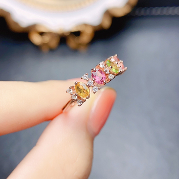 Δαχτυλίδι με φυσική τορμαλίνη, επένδυση από ασήμι S925, χειροποίητο, σειρά Caibao, γυναικείο δαχτυλίδι μόδας