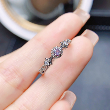 Alexandrit gyűrű S925 ezüst, fő kő beépítve, kézzel készített, Caibao sorozat, női divatékszer