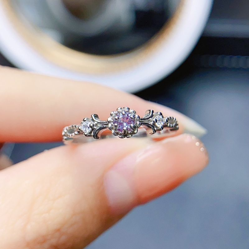 Alexandrit gyűrű S925 ezüst, fő kő beépítve, kézzel készített, Caibao sorozat, női divatékszer