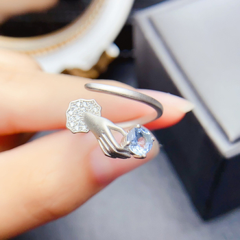 Természetes akvamarin gyűrű 925-ös ezüstbe foglalva, kézzel készített.