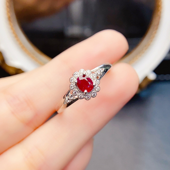 S925 ezüst gyűrű természetes rubinnal, fő kő beépített, kézi készítés