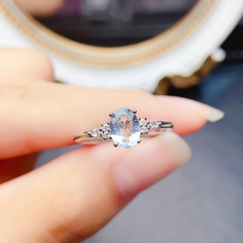 Inel cu acvamarin în argint 925, montură încrustată, realizare manuală, Seria Colorful Treasure