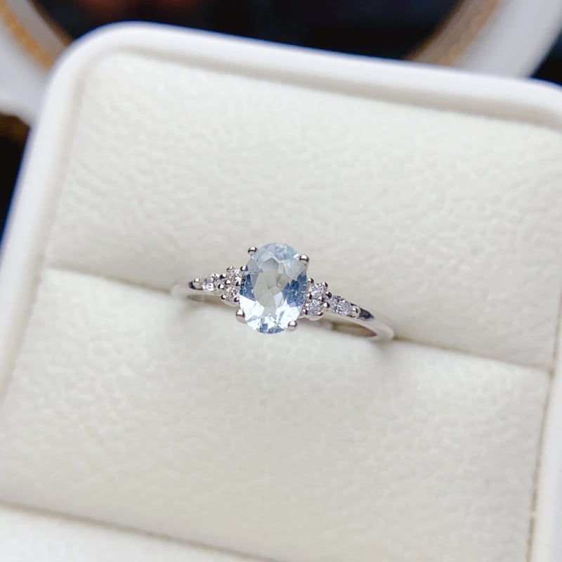 Inel cu acvamarin în argint 925, montură încrustată, realizare manuală, Seria Colorful Treasure